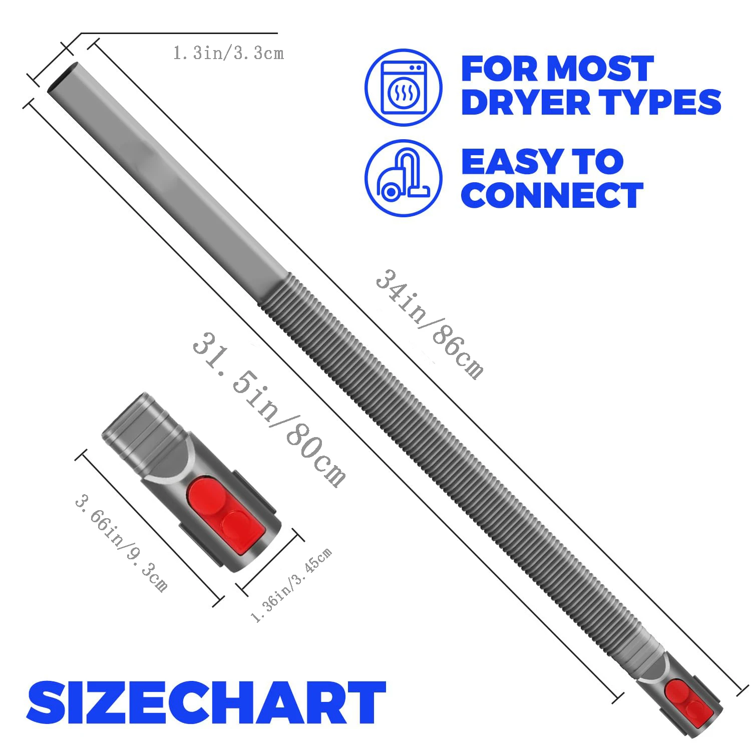 Dryer Vent Cleaner Kit, Dryer Lint Vacuum Attachment, Lint Remover Compatible with Dyson V7 V8 V10 V11 V12 V15 etc