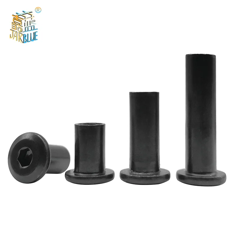 10pcs/lot M3 M4 M5 M6 M8 Black Zin Plated Large Flat Hex Hexagon Socket Head Rivet Connector Insert Joint Sleeve Cap Butt Nut