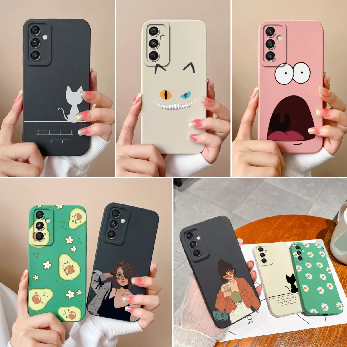 For Samsung Galaxy A16 4G Phone Cases Popular Avocado Cat Cartoon Pattern Liquid Silicone Housing For Samsung Galaxy A 16 Fundas