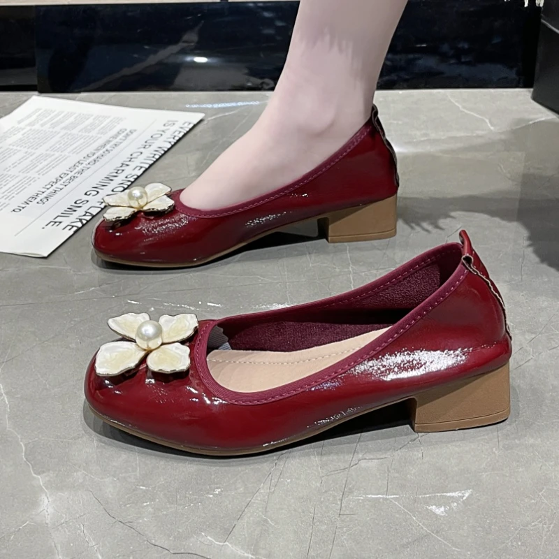 

Women Flower High Heels Sandals Mary Jane Shoes Loafers 2025 Designer Brand Summer Chunky Leather Shoes Women Pumps Sandalias