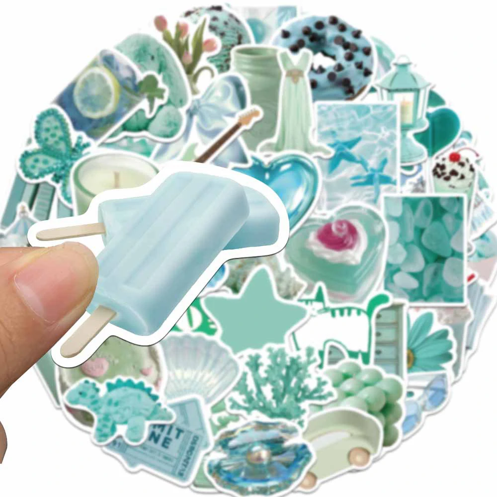 10/30/50pcs Cute Mint Green Stickers Ins Style Cartoon Decals Notebook Fridge Laptop Phone Case Bike DIY Decoration Kids Toy view 3