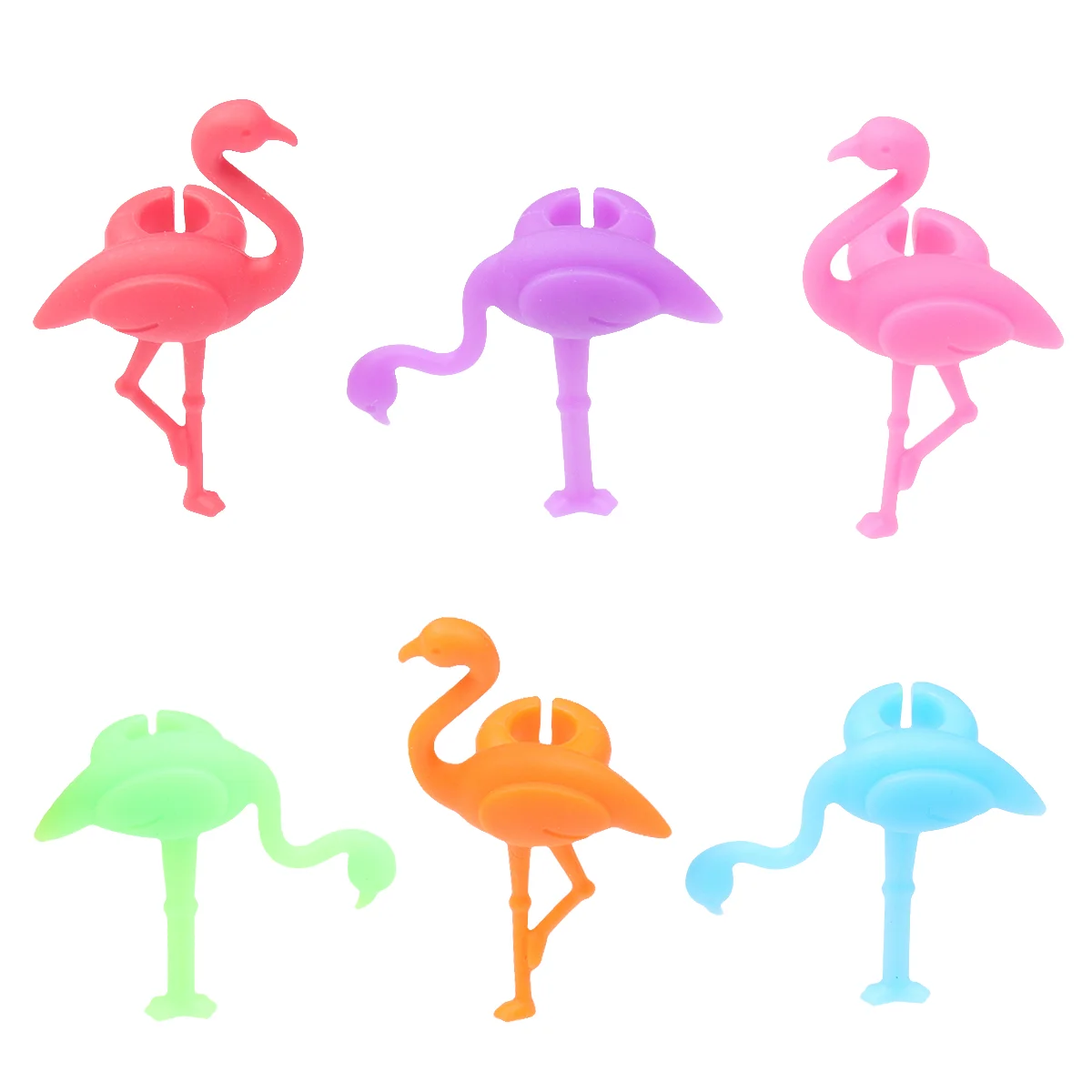 12PCS Silicone Glass Marker Creative Flamingo Design Drink Charms Label Mark Glass Identification Perfect for Parties(Rando