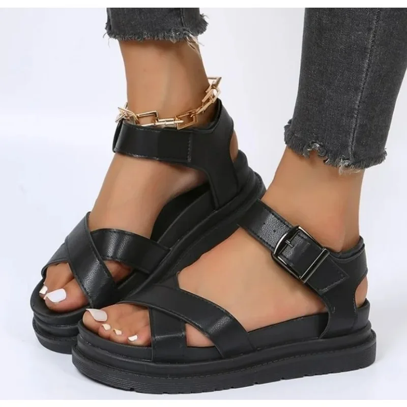 

Open Toe Flatform Wedges Shoes Woman Summer Beach Sandals Sexy Women Plus Size PU Leather Sandalias