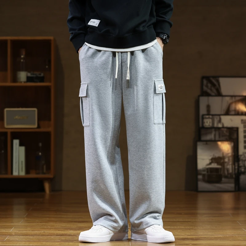 Autumn Sweatpants Cotton Men Baggy Joggers Cargo Pants Korean Neutral Breathable Loose Outdoor Solid color Wide legged Trousers