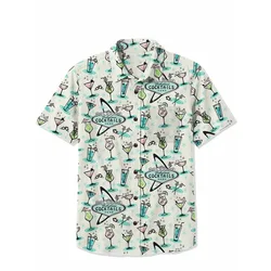 1950s Spaceship 100% Cotton Shirt Retro Racing Men's Hawaiian Shirt Summer Short Sleeve Button Down Casual Shirt Tropical Tops