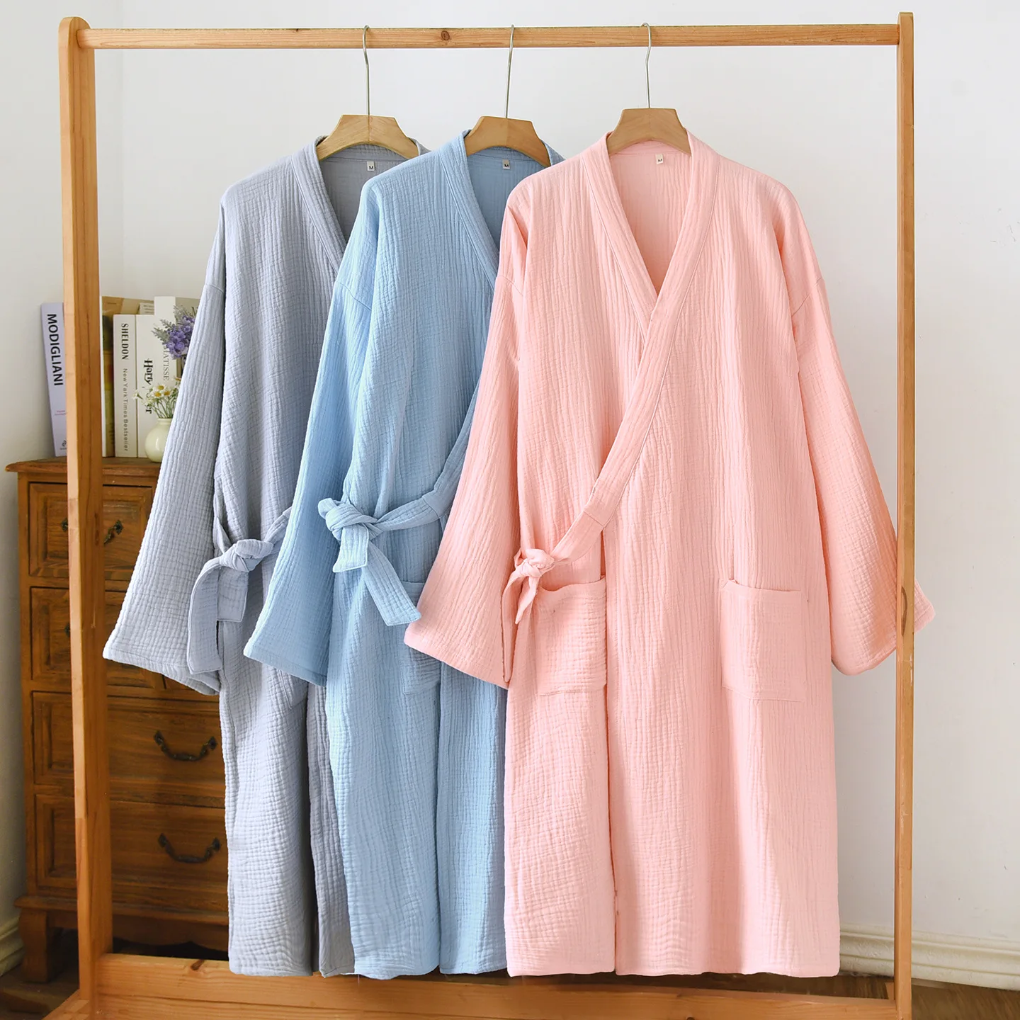 

Халат для сна для пар для мужчин и женщин, весенне-летний хлопковый тонкий свободный халат, паровой халат