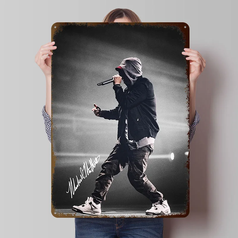 Eminem Tinplate Posters Customizable Wall Art Retro Vintage Metal Signs for Home Room Gamer Decoration Gaming Desk Decor Items