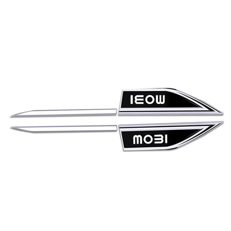 2pcs Car Chrome Modified Car Body Side Doors Blade Car Stickers for MOBI Automobile Leaf Plate Decoration Auto Accessories