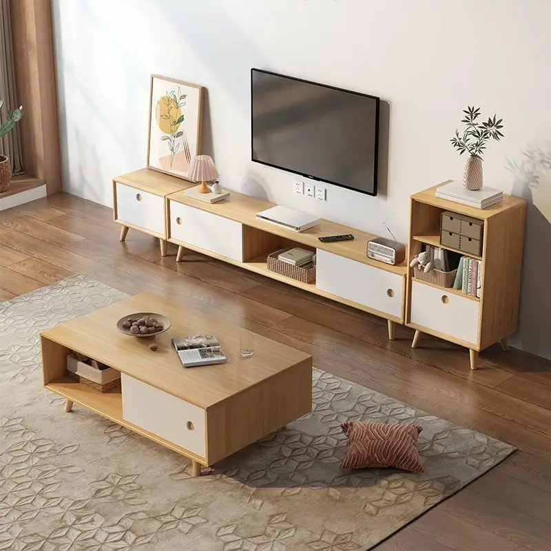 

Solid wood coffee table cabinet TV cabinet living room home modern simple floor cabinet new small apartment coffee table TV cabi