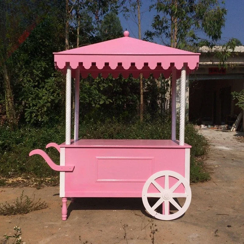 Bowl cake wooden sales cart, popcorn snack cart, decorative outdoor float