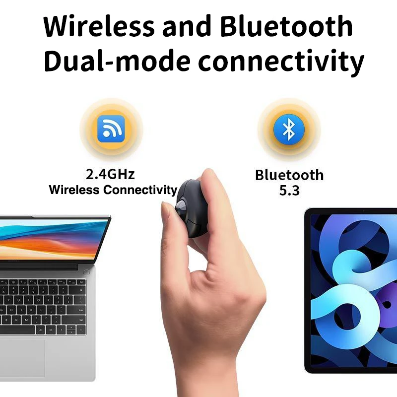 Fingertip Trackball Ring Mouse Dual-mode 2.4G+Bluetooth Remote Control Mice For Short Video/PPT Speech/In-Vehicle Display Screen