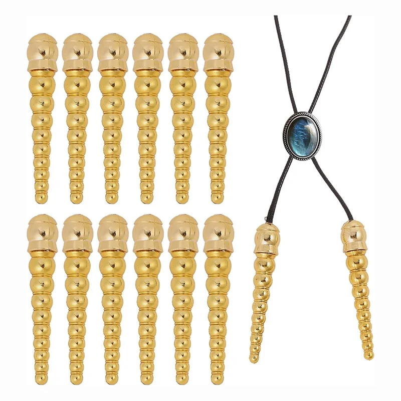 

CYL-12 Pcs Bolo Tie End Cap Gold Bolo Tie Tips Cord Ends Accessorie Replacement For Bracelet DIY Crafts Making