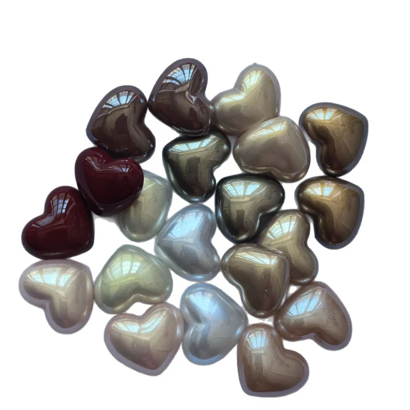 

Wholesale 90pcs/lot color print geometry hearts shape acrylic cabochon beads diy jewelry garment hair accessory