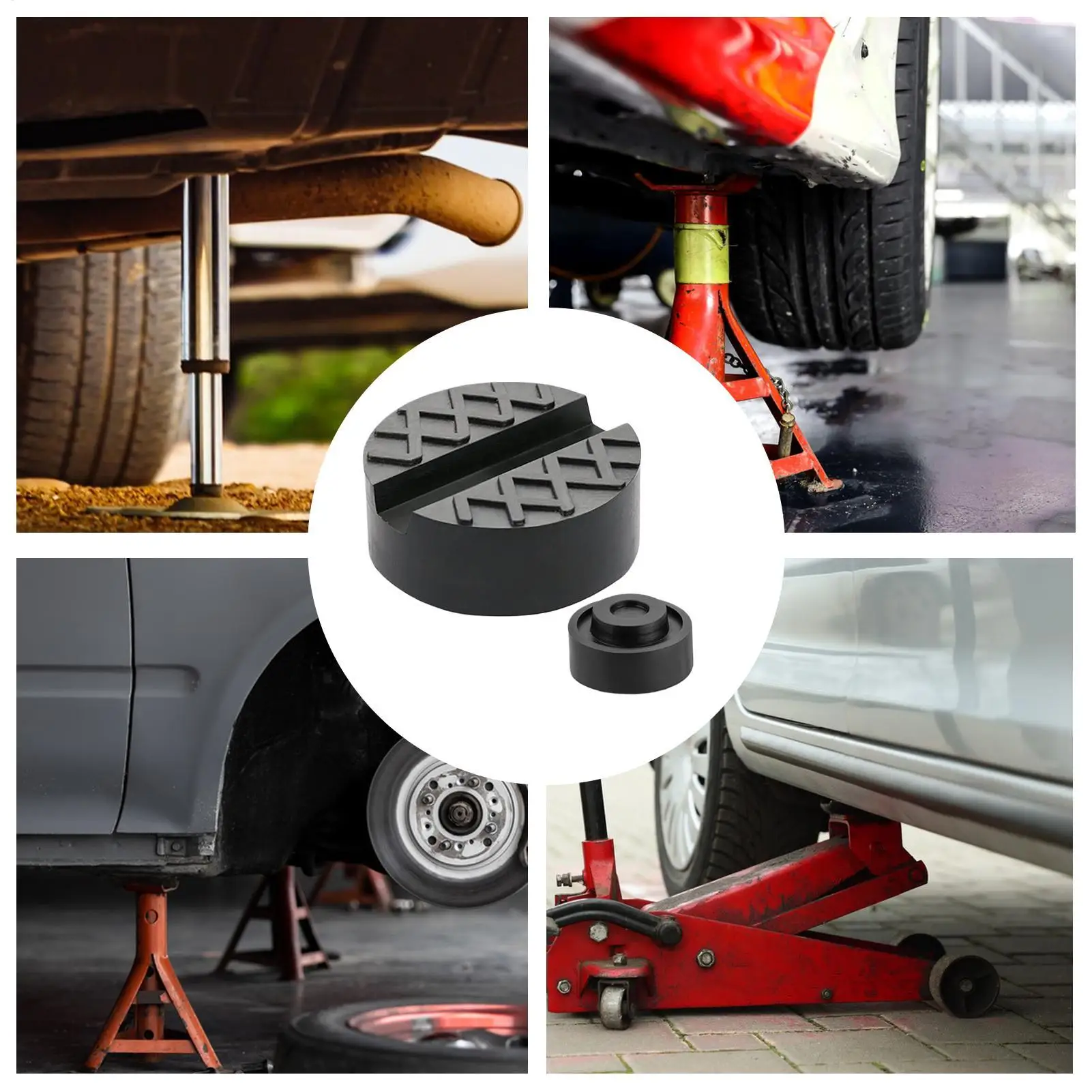 وسادة رافعة أرضية للسيارة، وسادة مطاطية، كتلة مثبت لتسوية العجلات، تغييرات الإطارات المؤقتة، مواقف السيارات في الممر غير المستوي