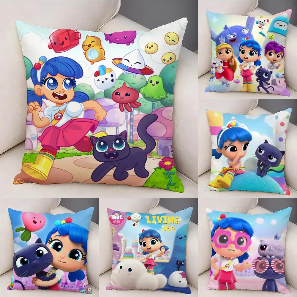 Anime True And The Rainbow Kingdom Cushion Cover Plush Decorative Pillow Case With Hidden Zipper Fashion Room Decor For Home