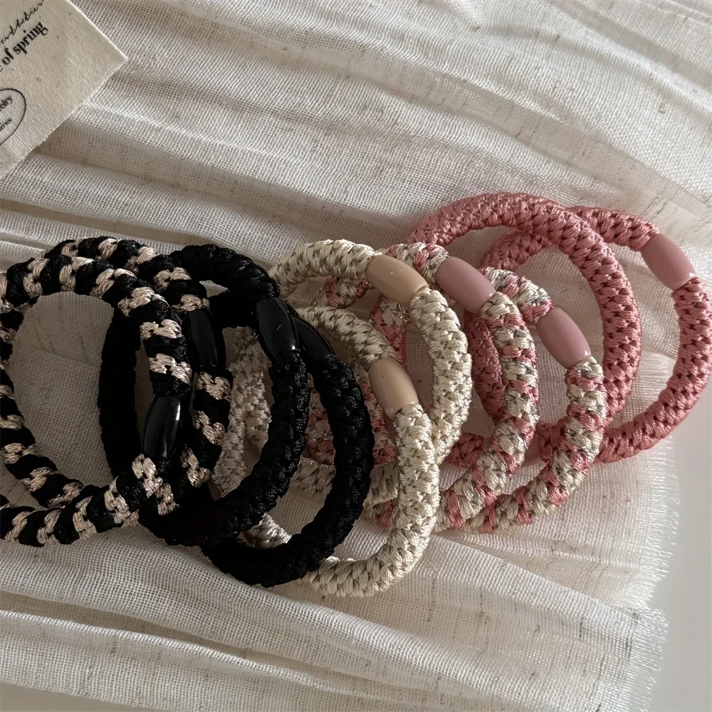 5pcs Hair Ties Twisted Knitted Rubber Bands Basic Elastic Hair Band Durable Ponytail Holder Women Hair Accessories image 5