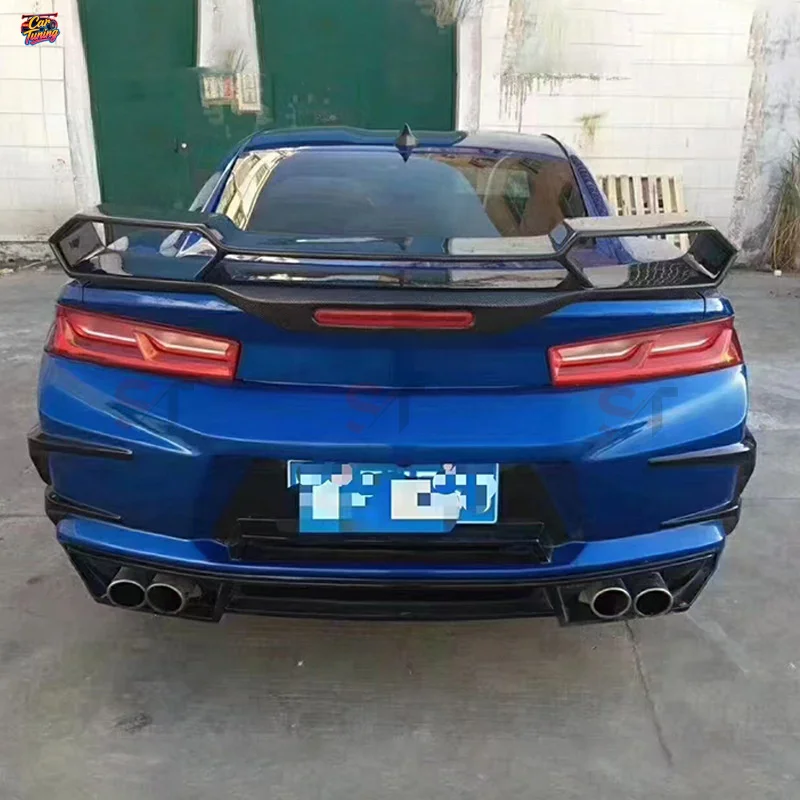 Suitable for Chevrolet Camaro sixth generation carbon fiber rear spoiler, Bumblebee Transformers modified double-layer spoiler view 3