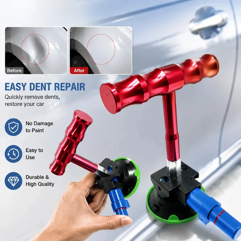 Powerful T Handle Vacuum Suction Cup Dent Puller Auto Body Repair Tool Paintless Dent Removal Kit for Car Hail Damage Door Dings