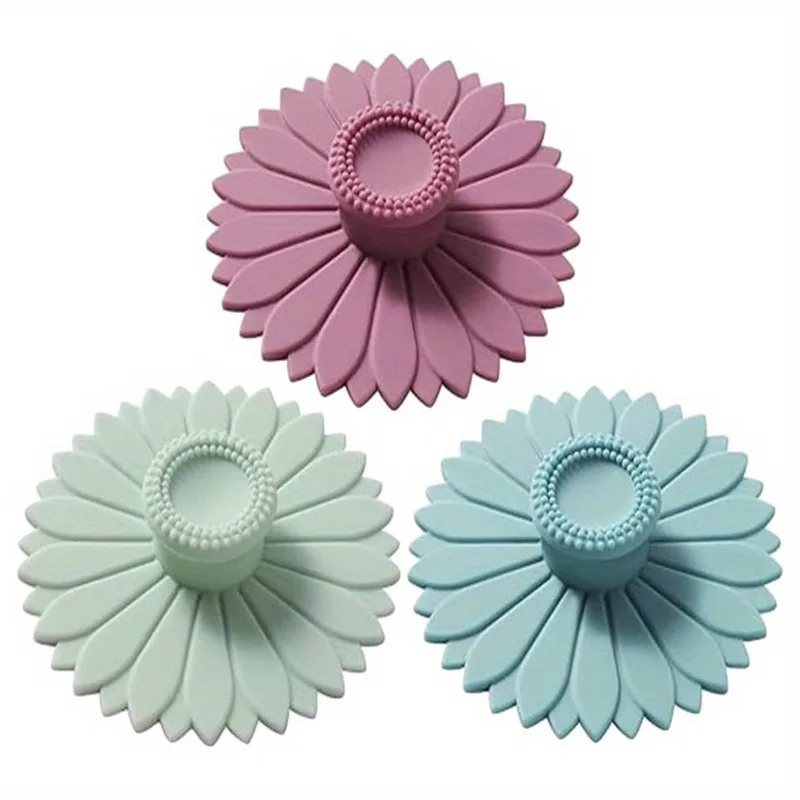 3pcs Sunflower Silicone Cup Lids Set - Multifunctional Dustproof and Leakproof Tea and Coffee Mug Covers