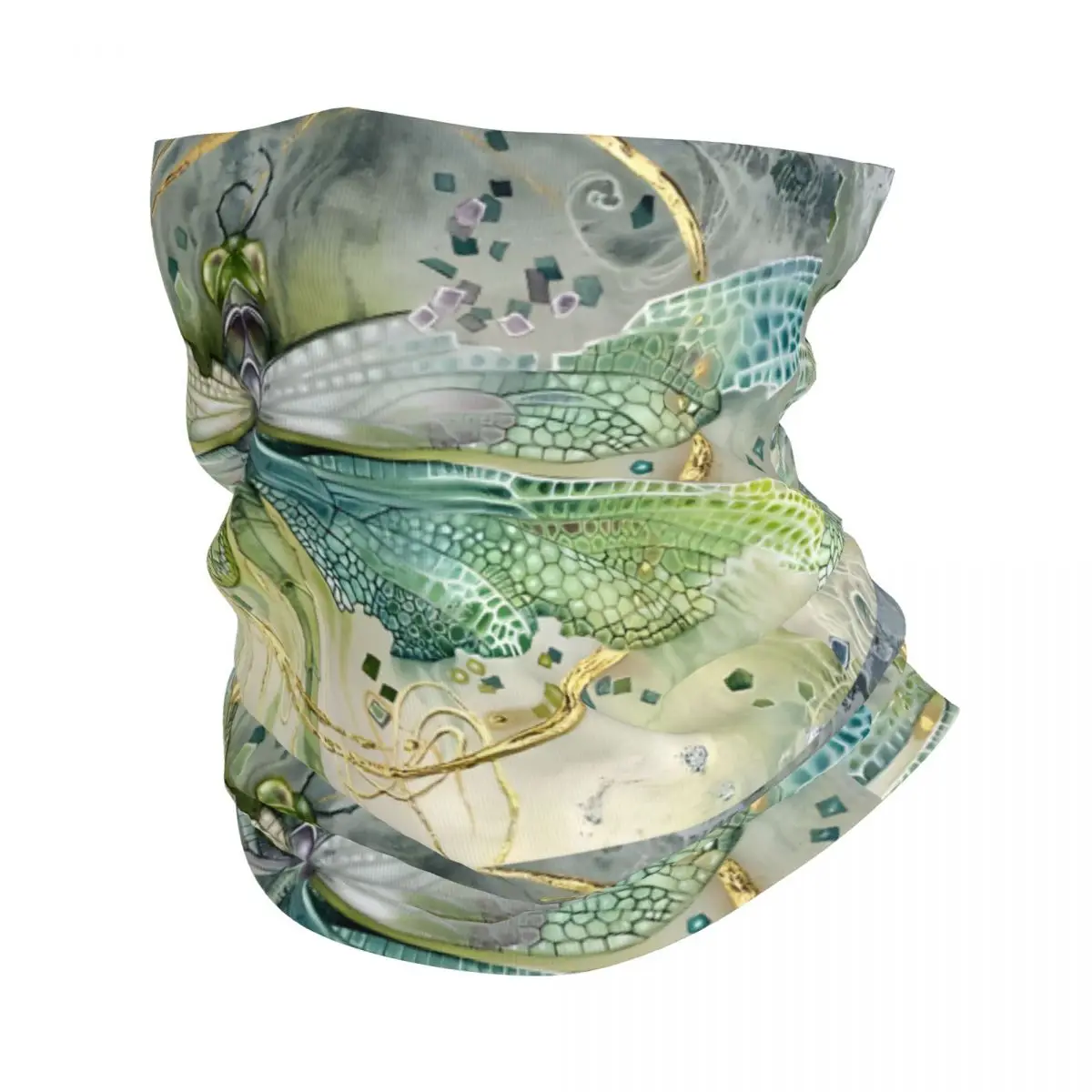 Green Dragonfly Thin Bandana Neck Gaiter Wrap Scarf Headband Neck Cover