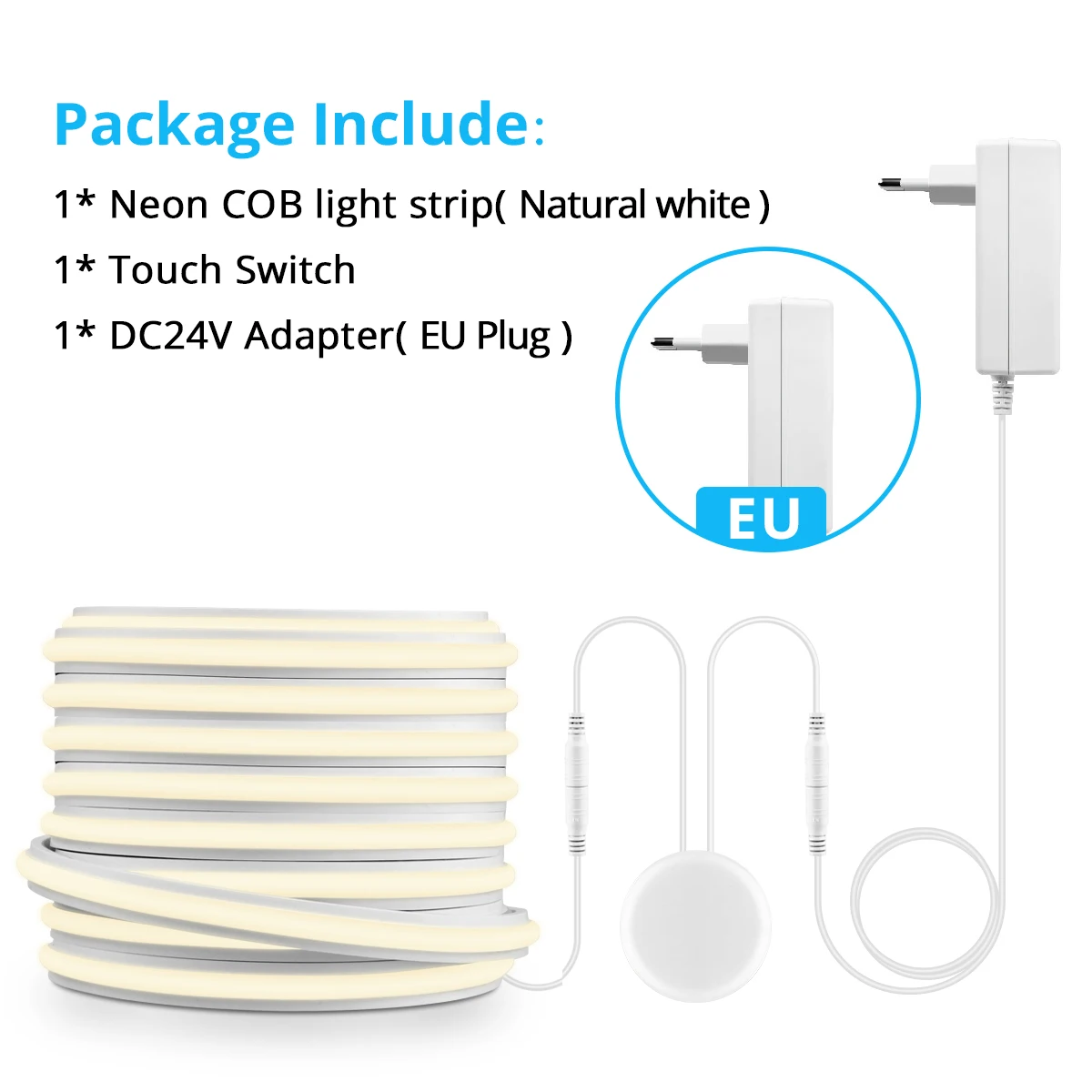 Solider Silikon-COB-Neonlichtstreifen IP65 Wasserdicht mit Dimmbarem Touch-/Handbewegungssensor-Schalter, DC24V für Schlafzimmer/Küche