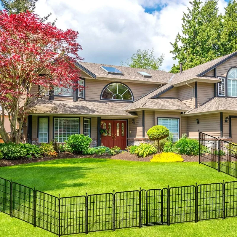 Garden Fence with Gate 32 in(H)×26.6 Ft(L) 12 Panels, Heavy Duty Iron Animal Barrier Fence for Yard, Suitable for Indoor Pet Fen