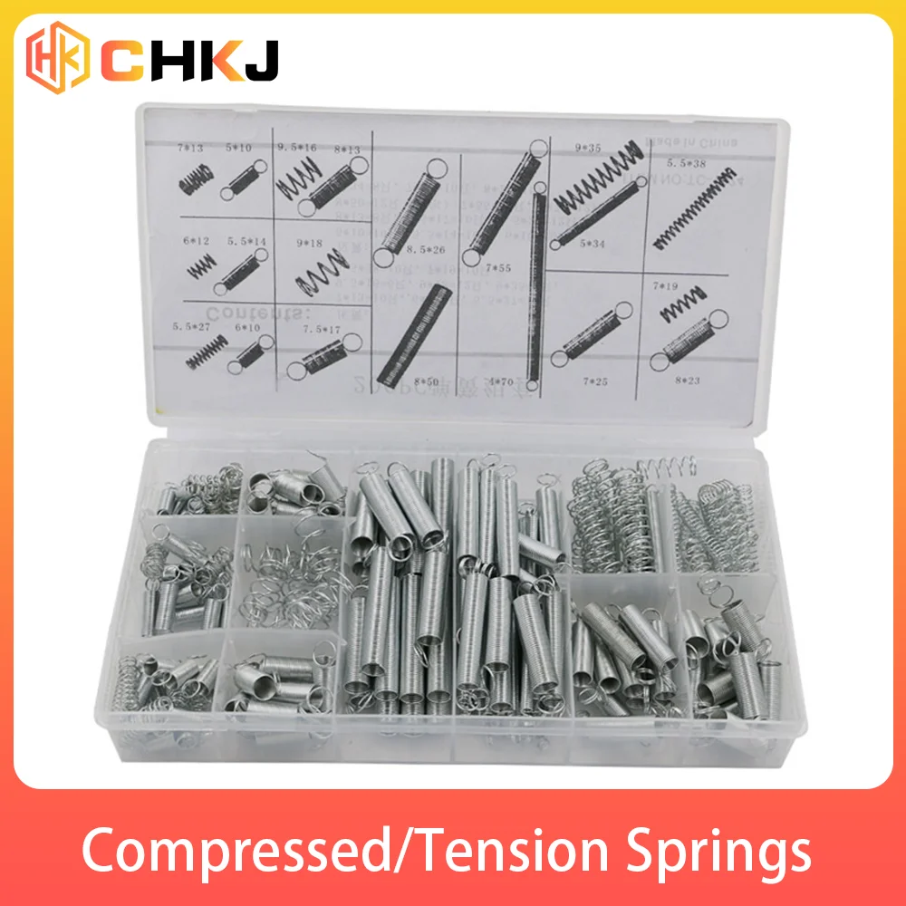 

CHKJ 200pcs/Lot Stainless Steel Compression Tension Spring Extension And Compressed Coil Portable Hardware Tool Spring Set