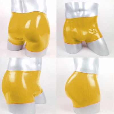 

Latex Rubber Gummi Sexy shorts for men Shorts Briefs Yellow Size XXS-XXL