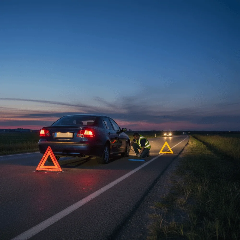 Reflective Emergency Warning Triangle Foldable Metal Bracket Road Safety Device Folded Stop Sign 2Pcs Set