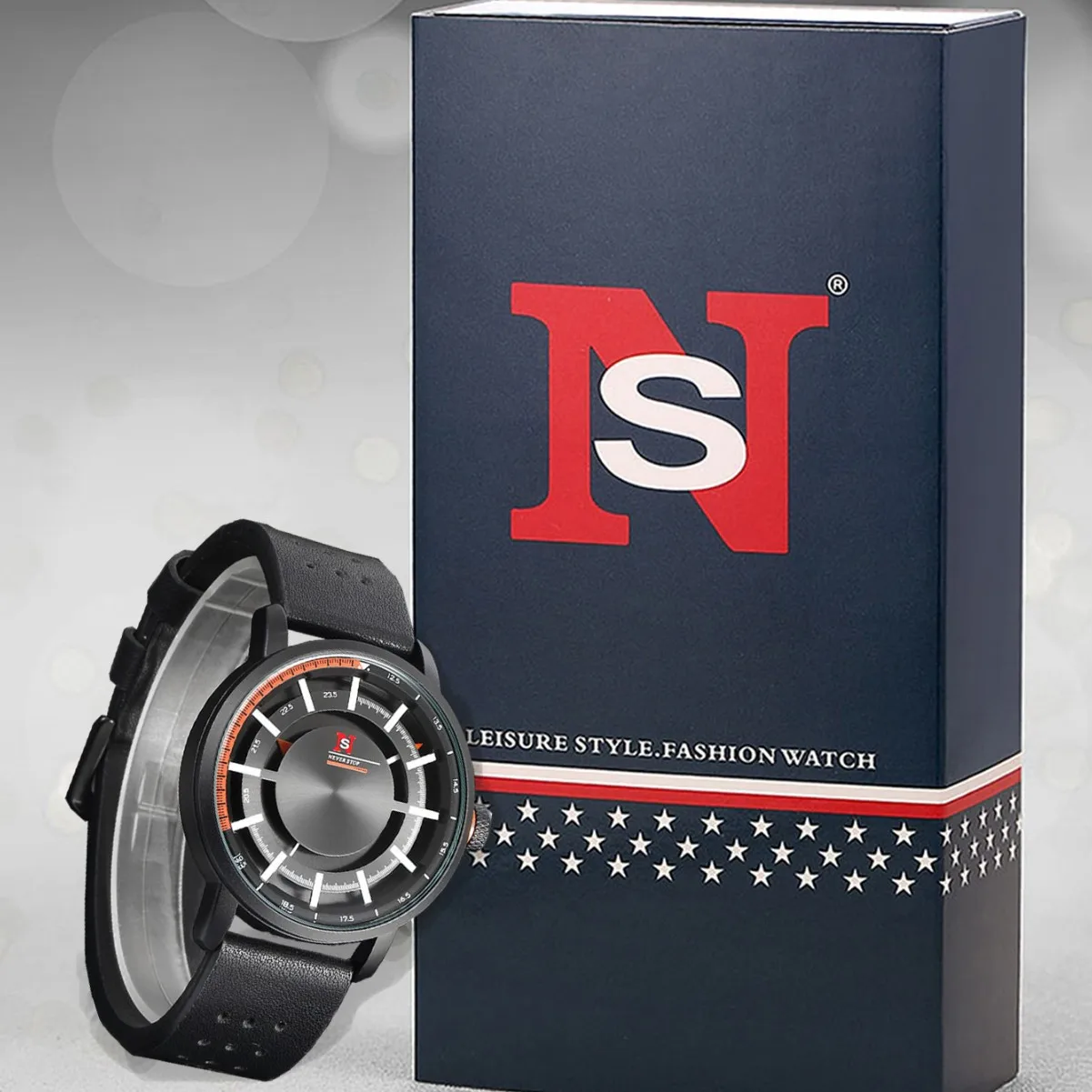 ساعة كوارتز جلدية للرجال الأكثر مبيعًا، علامات ساعة هندسية بسيطة مع طراز عصري