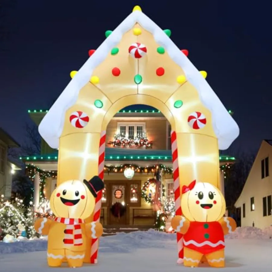 

11.8 FT Christmas Inflatables Decorations Archway, Gingerbread Inflatable Yard Decorations with LED Lights, Inflatable Christma