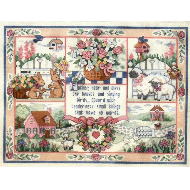 Top Quality Beautiful Lovely Counted Cross Stitch Kit The Natural Animals and Garden Flowers Little House Dim03731 Free Shipping