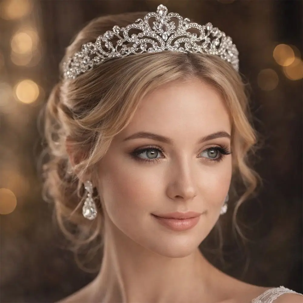 New Silver Color Bridal Tiara Rhinestone Sparkling Hair Crown Wedding Hair Accessories Bridal
