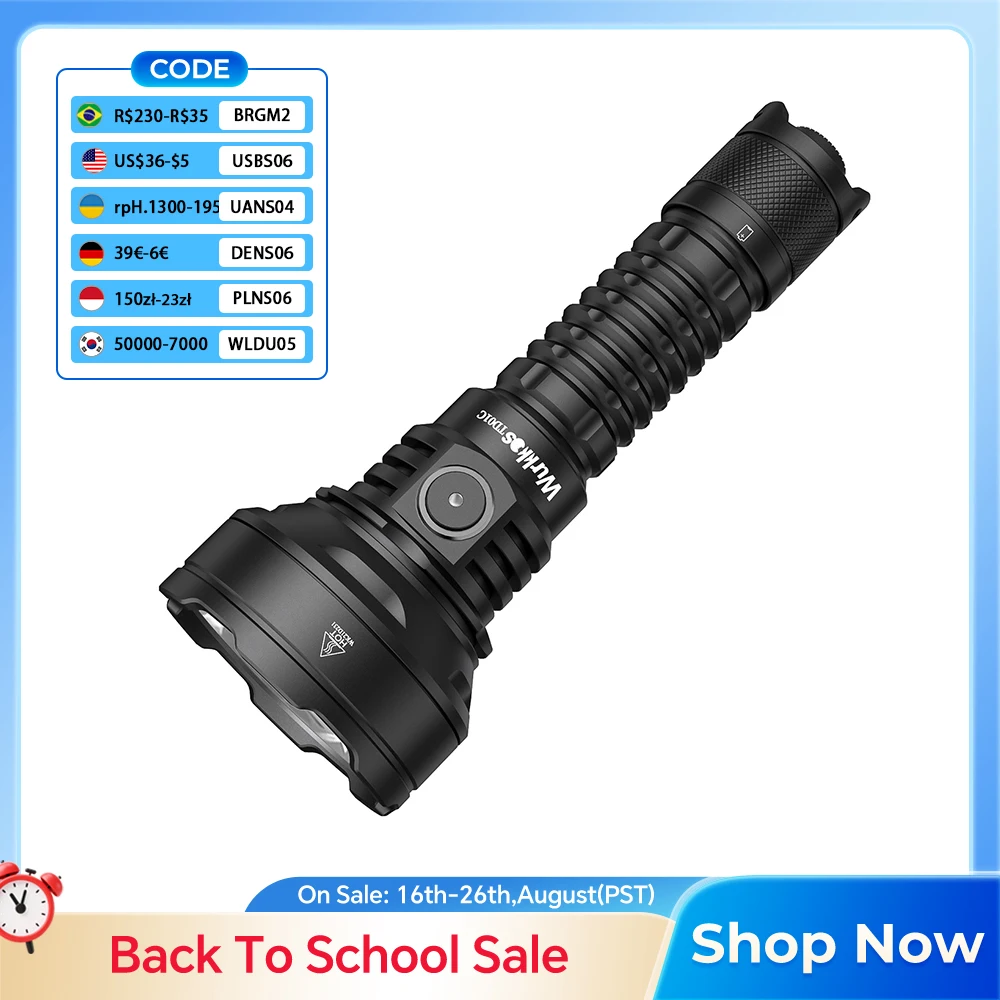 Wurkkos TD01C 21700 Taktische Taschenlampe USB-Aufladbar 1800 Lumen Ultralange Reichweite Heckschalter LED-Taschenlampe IPX-8