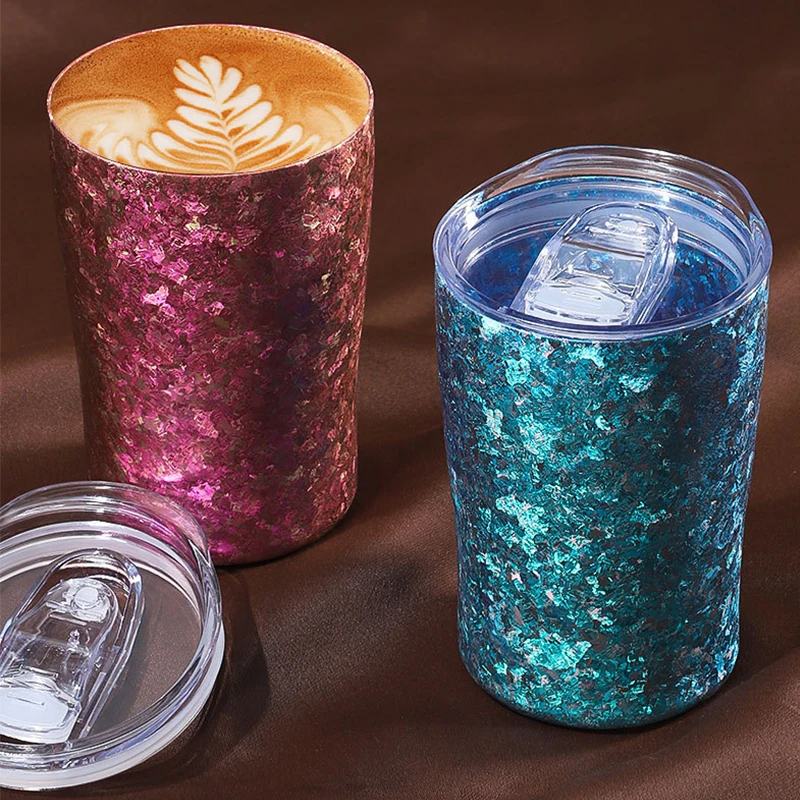 

Titanium Coffee Cup Milk Beer 300ML 10OZ Double Wall Mugs Tumbler Cola Water Bottle with lid