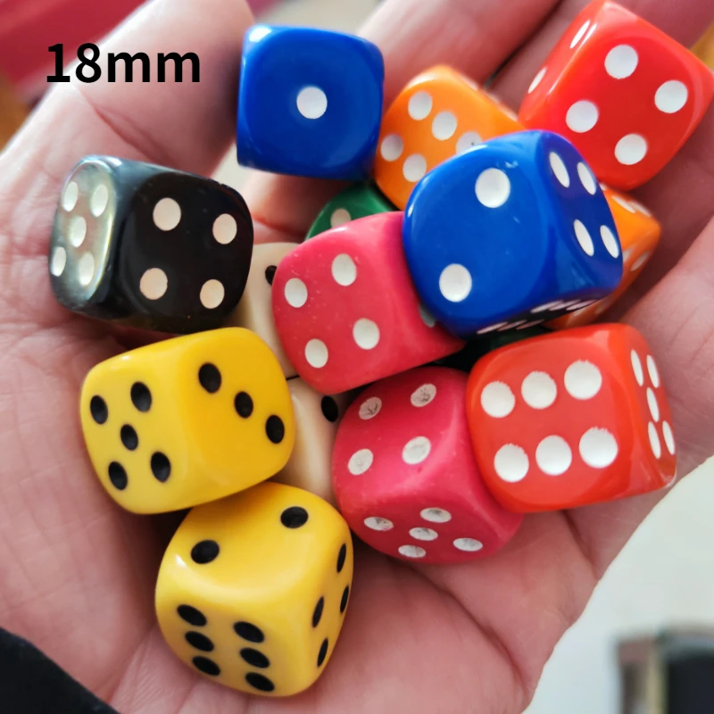 10pcs/Pack 18mm Acrylic Game Dice Accessories Colorful #18 Round Corner Cubes Dot Drinking Dice