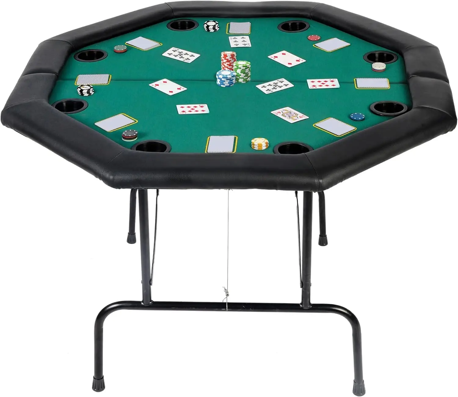 

Folding Casino Poker Texas Hold’em Poker Foldable, Felt Top Board Game Table with Plastic Cup Holders