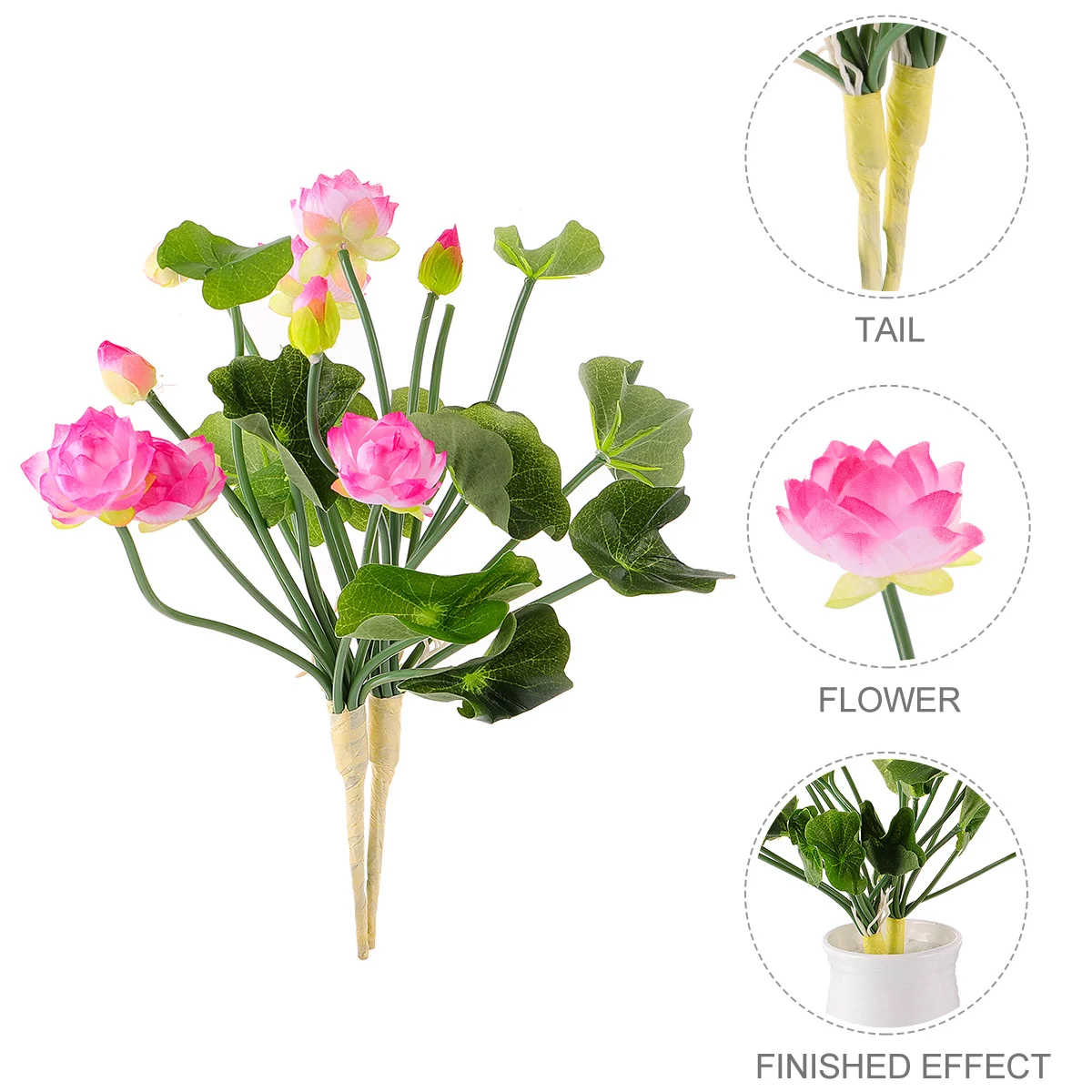 

2 pcs Artificial Lotus Flower Light Pink Mini Silk Flowers For Home Decor Room Arrangement Bonsai Office Table Gift Idea Slow