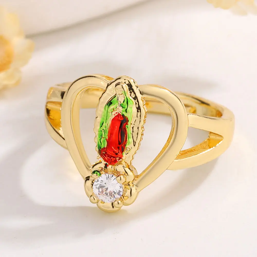 

Luck Fashion New Religious Catholic Virgin Mary Love Opening Adjustable Ladies Personality Cute Ring Suitable for Party Gifts