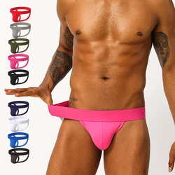 9 Color Comfortable Tight Men Underwear Thongs Jockstrap Backless Breathable Cotton Jockstrap Homme Slip String Homens