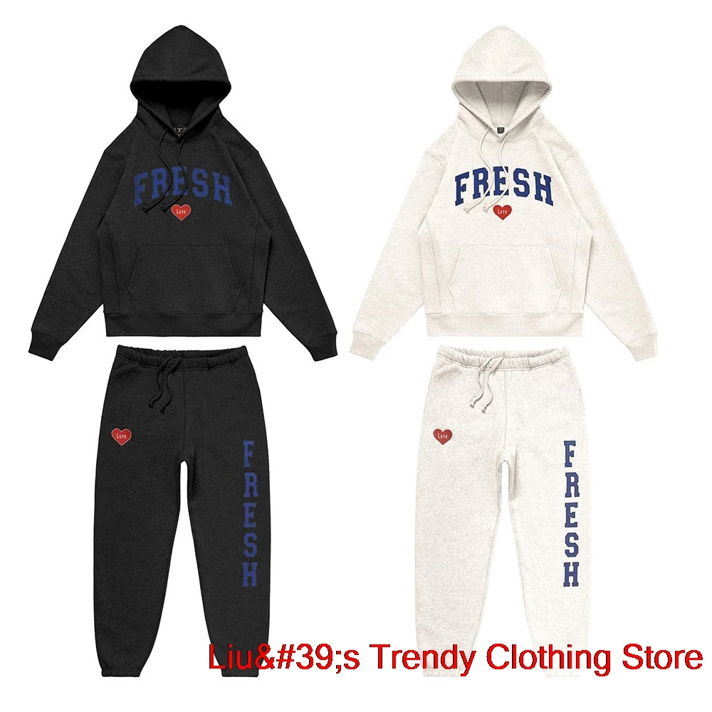 Sturniolo Triplets Hoodies Set, Camisolas Varsity, Fresh Love Merch Print, Moda Unisex, Conjunto de Streetwear Casual Engraçado