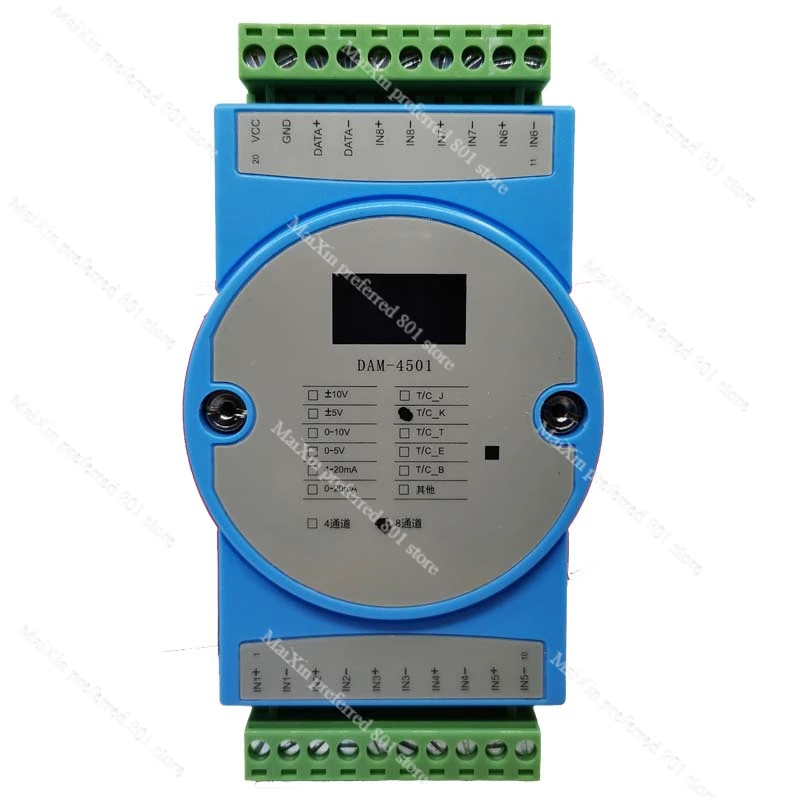 

4-Channel 8-channel K-type thermocouple input temperature acquisition module to RS485MODBUS-RTU isolation transmitter