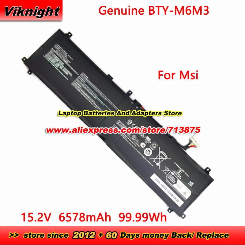 

Genuine BTY-M6M3 Battery 4ICP8/36/142 for MSI RAIDER GE78HX 13VG-004FR 13VH-065ES 13VI-009FR 13VI-086US 15.2V 99.99Wh 6578mAh