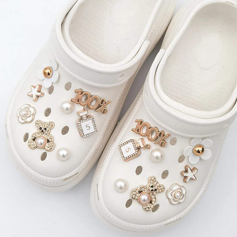 Fashion Multi-color Shoe Charms Set Pearl Butterfly Personal