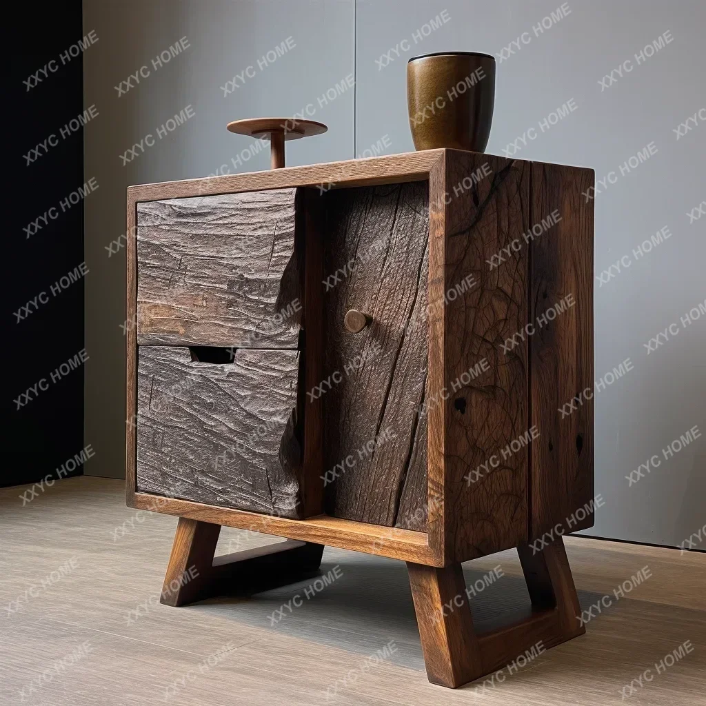 

DV Wabi-sabi bucket cabinet display solid wood storage rack by the side of the meal