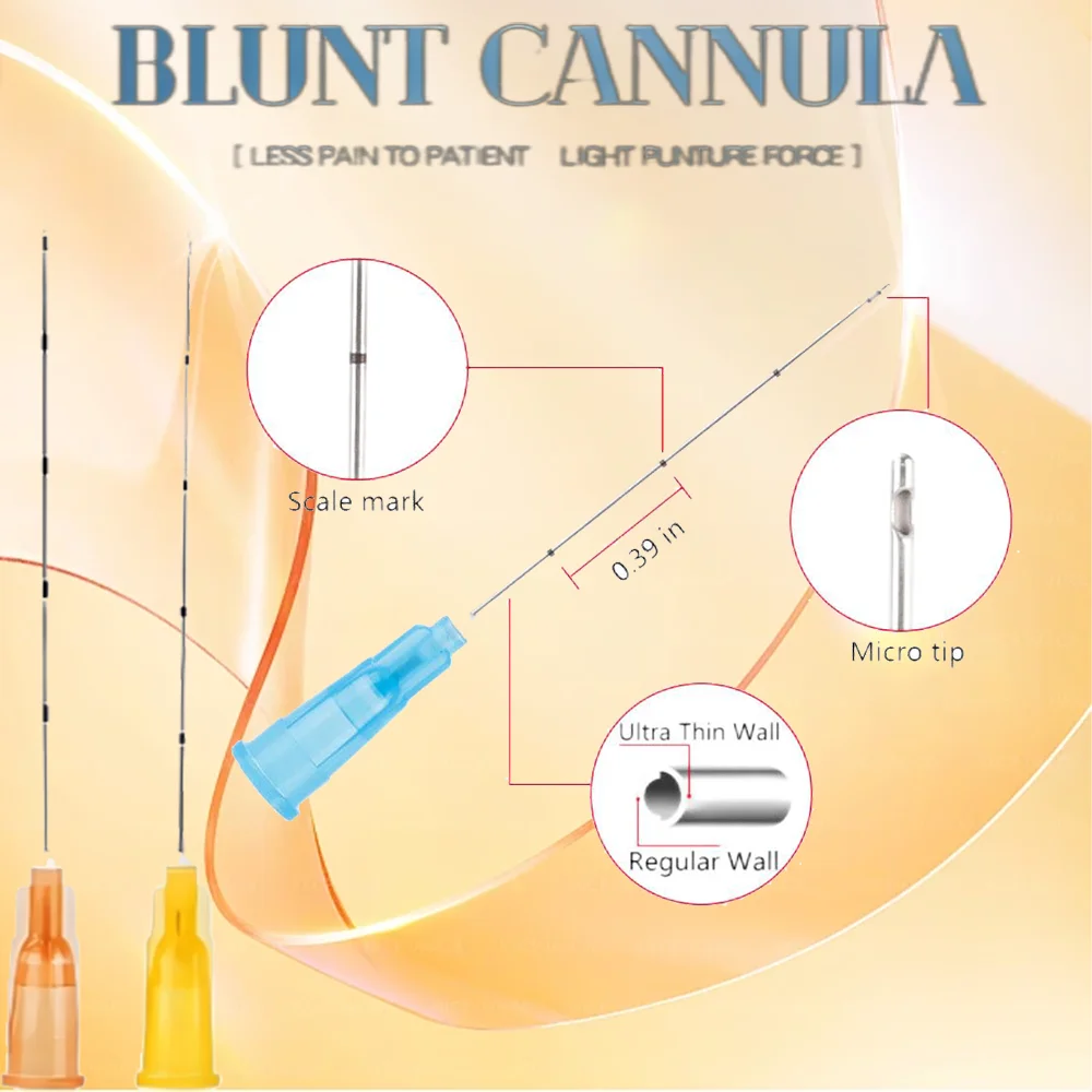 50pcs Disposable Blunt Tip Cannula Needle For Filler Injection 18G 21G 22G 23G 25G 27G 30G Uric Acid Facial Filling Nose 1 box