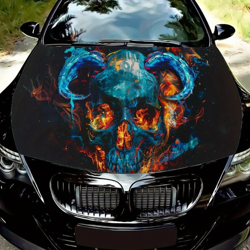 

Красочный Ram - Head Skull Модные наклейки на капот автомобиля, водонепроницаемые самоклеящиеся, устойчивые к царапинам, легко приклеиваемые, прочные автомобильные ПВХ