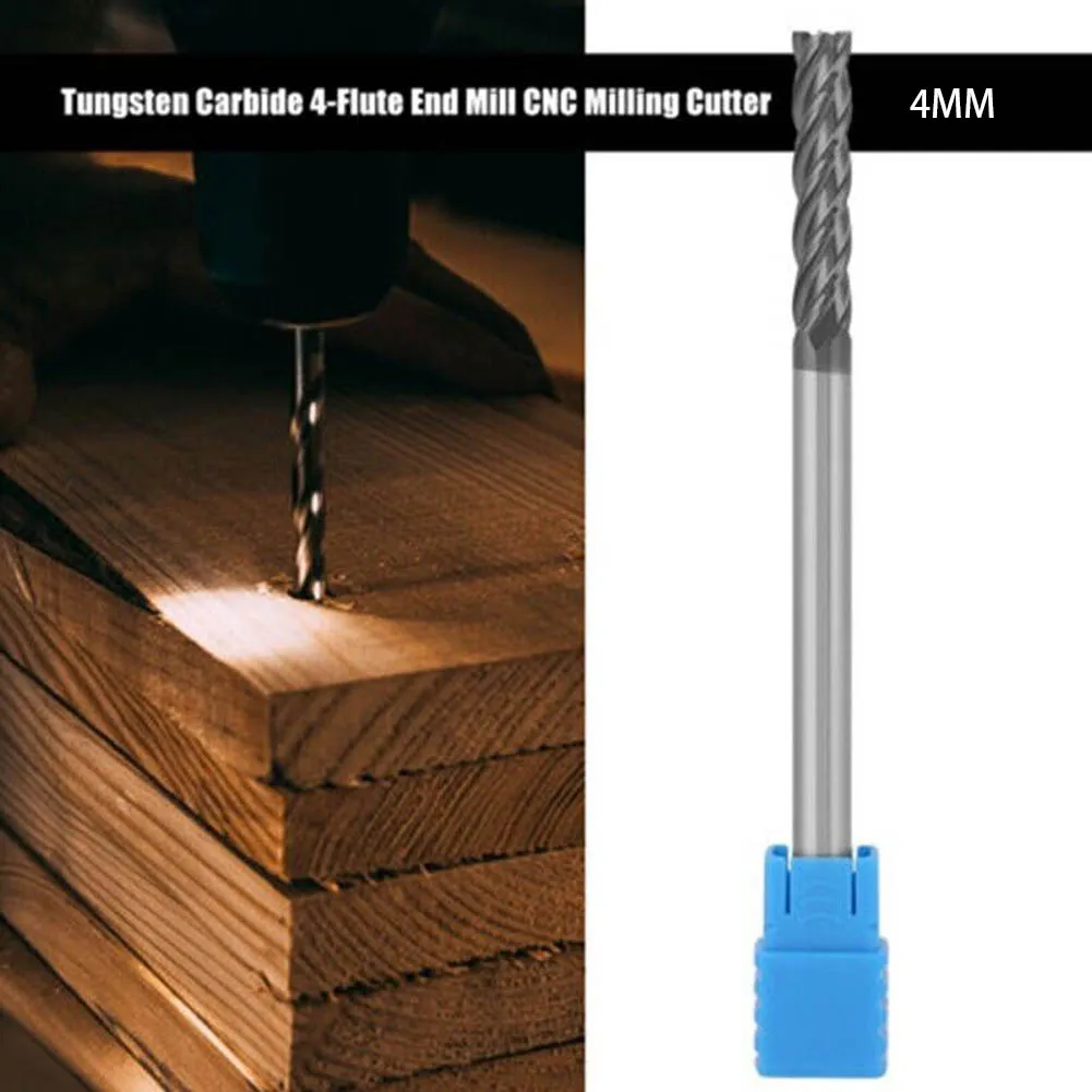 

Extra Long Shank 100mm Carbide End Mill, 4MM CNC Milling Cutter with 4 Flutes, Suitable for Various Steel Alloys