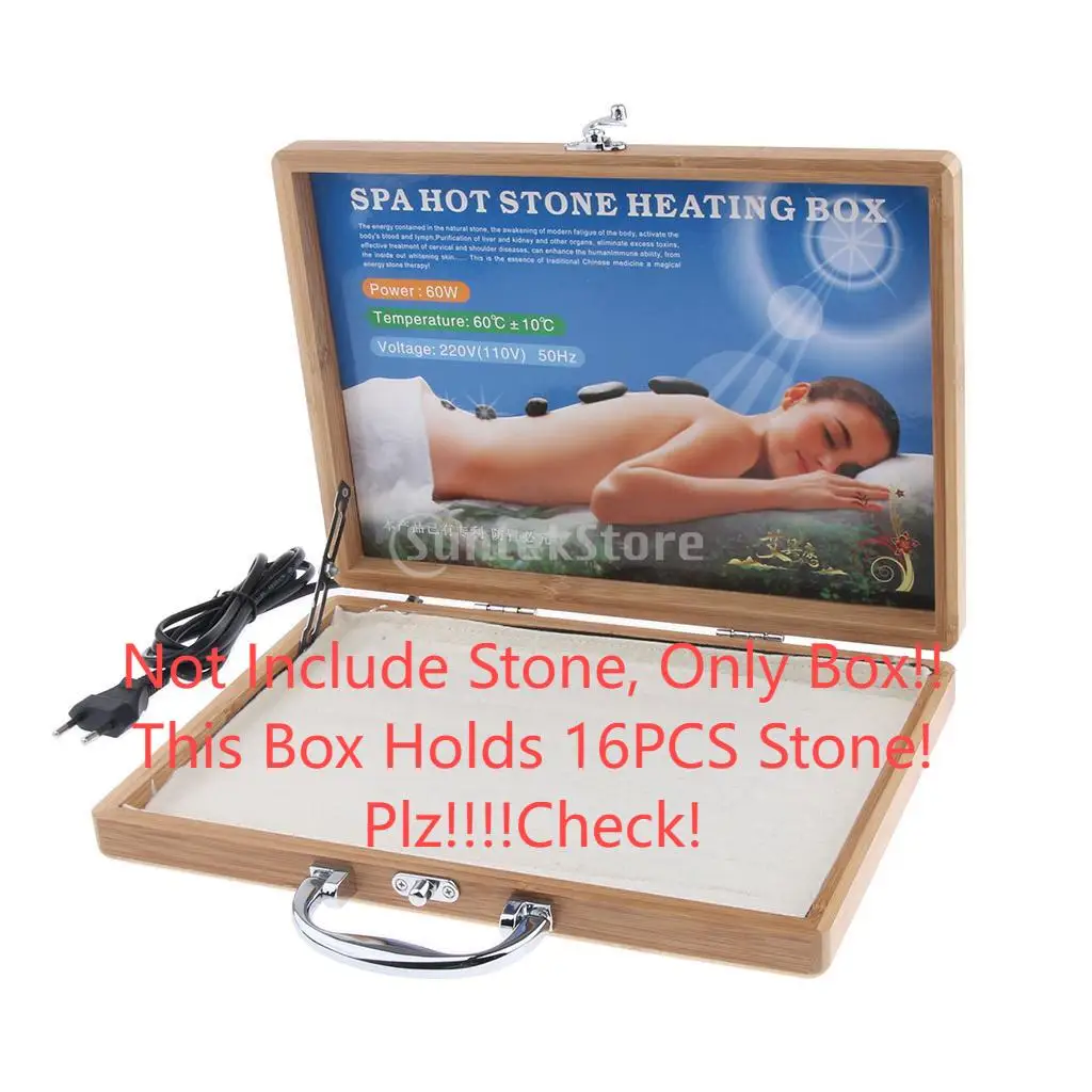 EU Professional SPA Hot Stone Portable Heating Box Holds 16Pcs Massage Stone Warmer Cases Heater For Home Salon Relaxing Massage