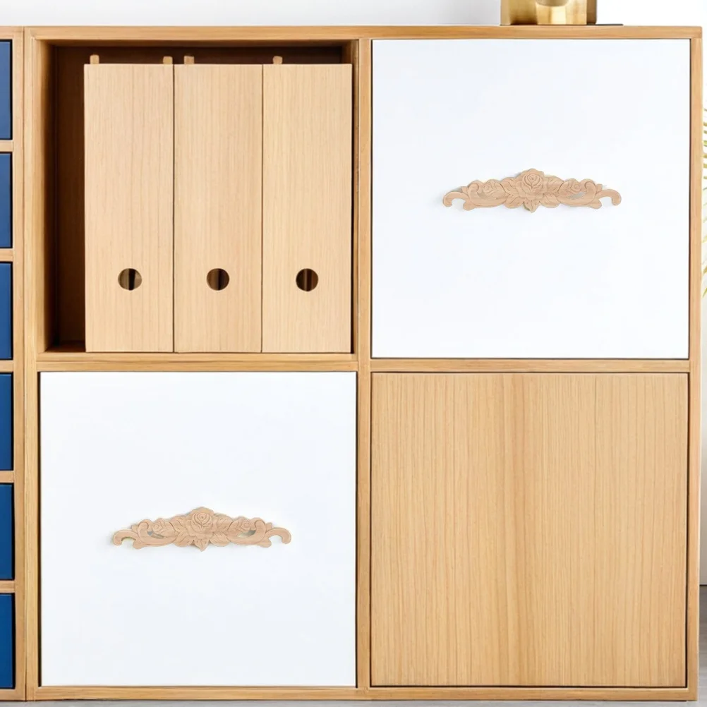 6 pezzi di applique intagliate in legno durevoli, design floreale non verniciato per mobili, progetti di decorazioni fai da te, applique in legno intagliato